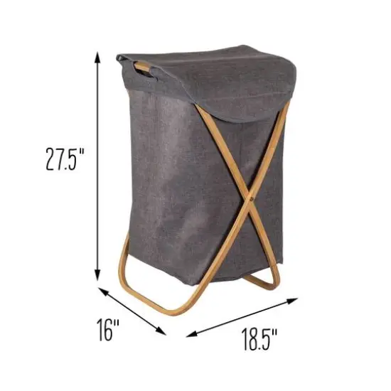 Honey Can Do Gray Bamboo & Canvas Laundry Hamper {5}