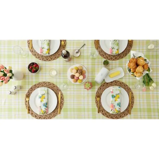 Lemon Bliss Plaid Tablecloth 70" Round {6}