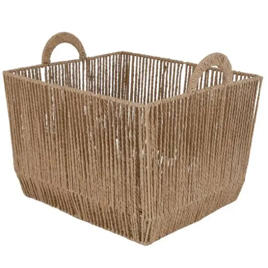 Simplify Small Vertical Weave Storage Basket with Round Handles {6}