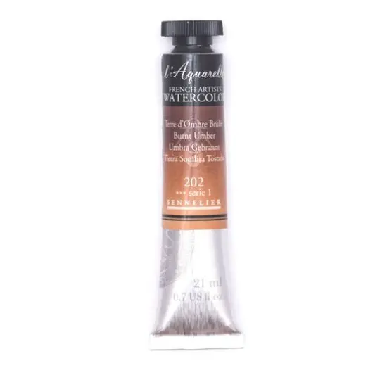 Sennelier French Artists' Watercolor, 21mL 202 Burnt Umber S1 {1}