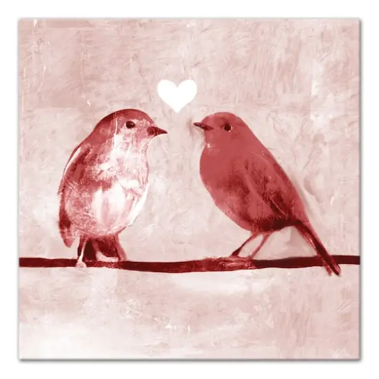 Pink Love Birds 12" x 12" Canvas Wall Art {1}