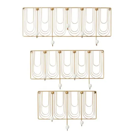 Set of 3 Gold Metal Glam Wall Hook, 16", 20", 24" {1}