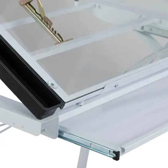 Studio Designs Futura Glass Top Craft Station with Folding Shelf in White {8}