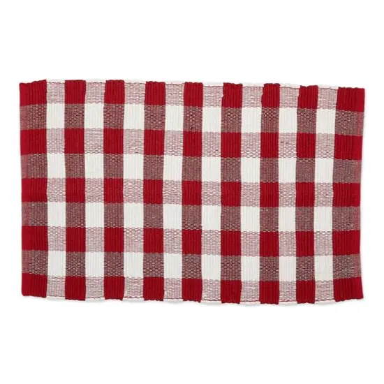 DII&reg; Buffalo Check Rag Rug, 26" x 40" Red and White {1}