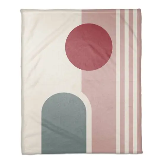 Circle Arch Colorful 50" x 60" Coral Fleece Blanket {1}