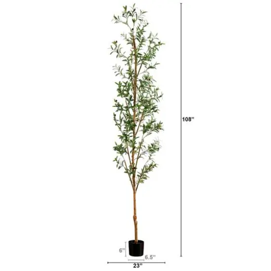 9ft. Potted Artificial Olive Tree with Natural Trunk {4}
