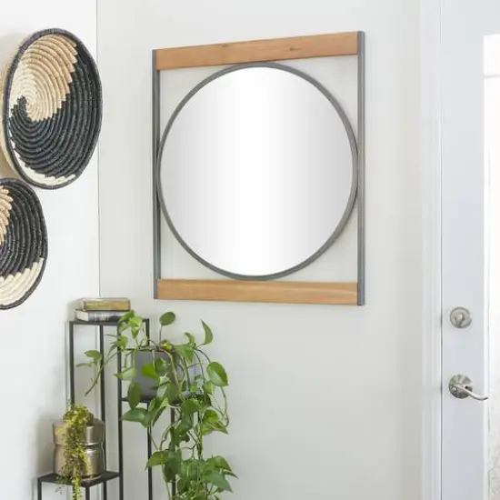 Brown Iron Industrial Wall Mirror, 34" x 30" x 1" {7}