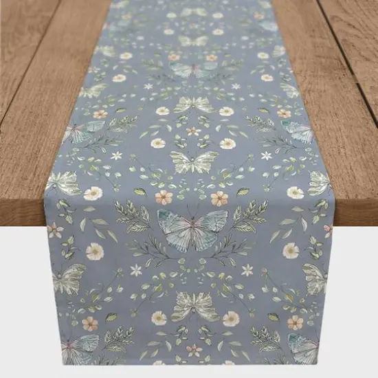 90" Butterfly Pattern Cotton Twill Runner Blue {1}