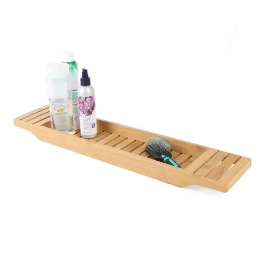 Mind Reader 27" Brown Bamboo Bathtub Caddy Organizer {7}