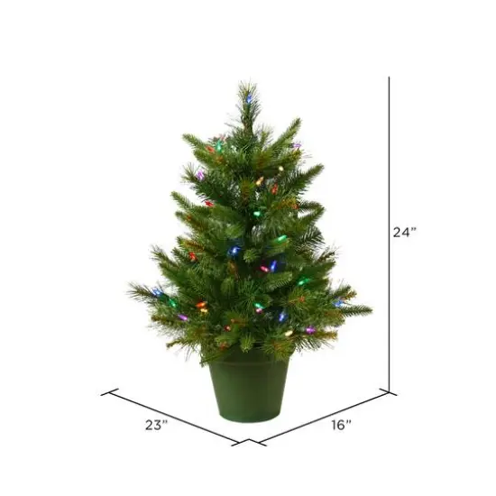 2ft. Pre-Lit Cashmere Pine Artificial Christmas Tree, Multicolor LED Lights {4}