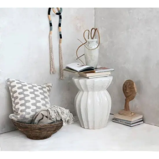 Hello Honey&reg; 10.5" White & Gray Round Art Glass Vase {3}