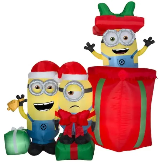 7ft. Airlbown&reg; Inflatable Christmas Minions with Presents {1}