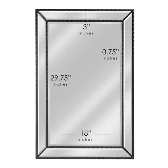 Head West Black Metro Beaded Glass Framed Vanity Mirror - 36" x 24" {7}