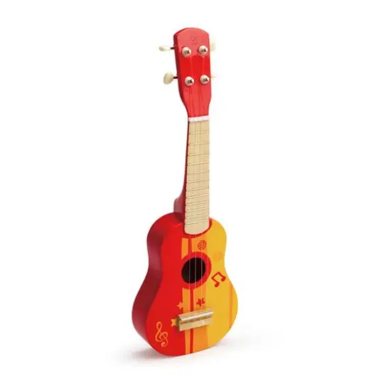 Hape Red & Yellow Kid's Wooden Toy Ukulele {1}