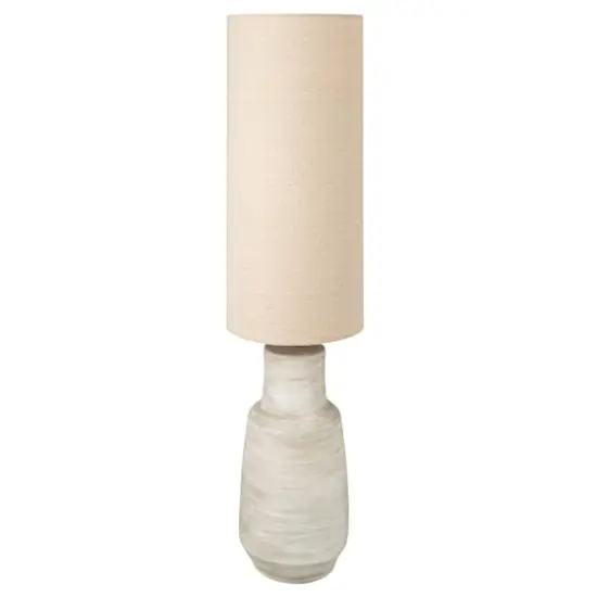 Hello Honey&reg; 4ft. Sand Color Ceramic Floor Lamp with Linen Shade {1}