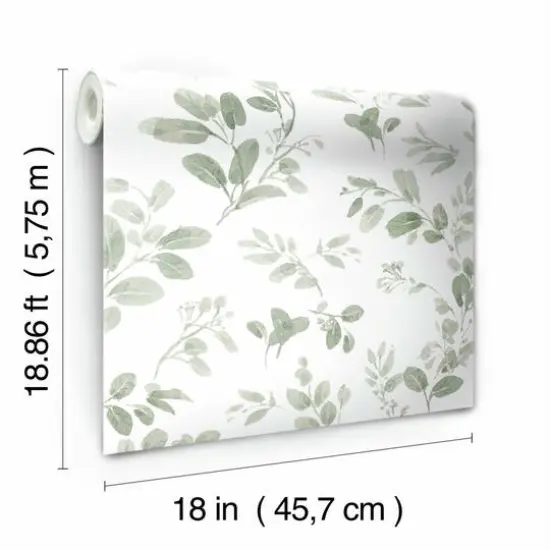 RoomMates Green Dancing Leaves Peel & Stick Wallpaper {8}