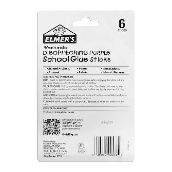 Elmer's&reg; Giant Washable Disappearing Purple School Glue Sticks, 6ct. {4}