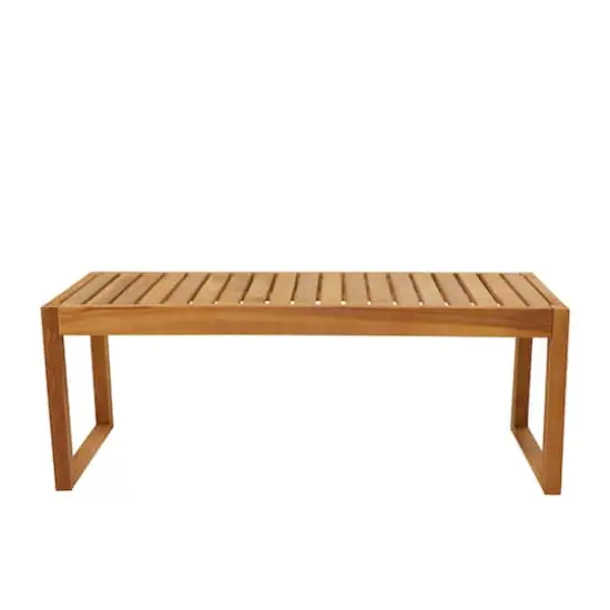 47" Brown Teak Wood Slatted Outdoor Accent Table {6}