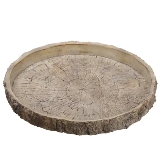 17.5" Round Wood Log Cement Plate  {1}