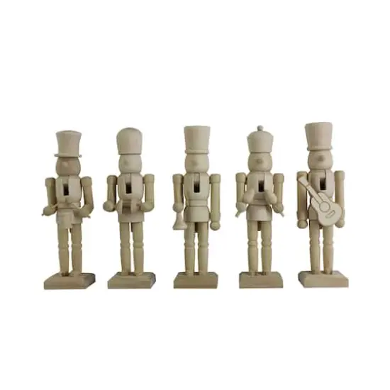 6" Musical 5 Piece DIY Pinewood Nutcracker Set by Make Market&reg; {1}