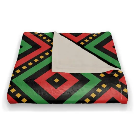 Diamond Kwanzaa Pattern Coral Fleece Blanket {3}