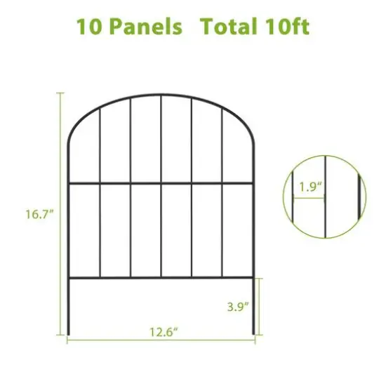 NEX 10.5ft. Black Decorative Arch Garden Fence {5}