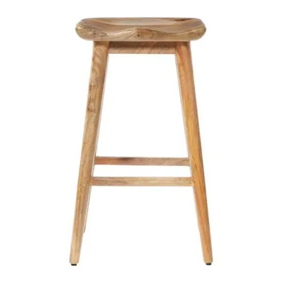 Brown Wood Contemporary Stool, 30" x 17" x 14" {4}