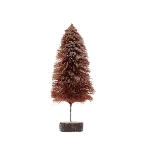 Hello Honey&reg; 15" Sisal Bottle Brush Tree with Wood Slice Base & Snow Finish Mulberry {1}