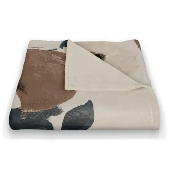 Rust & Cream Floral Coral Fleece Blanket {4}