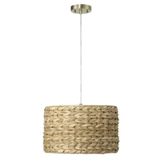 Hello Honey&reg; Bella Natural Metal & Handwoven Wicker Drum Ceiling Light {6}