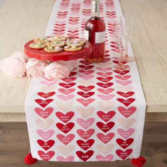 DII&reg; 72" Conversation Hearts Print Table Runner {9}