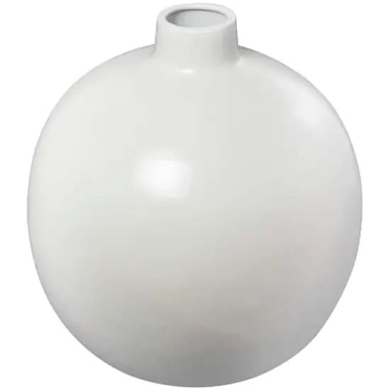 17" Modern Round Ceramic Vase White {1}
