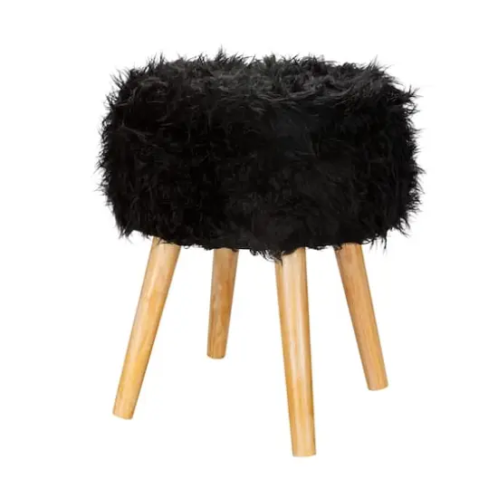 Organize It All Black Faux Fur Storage Ottoman {1}