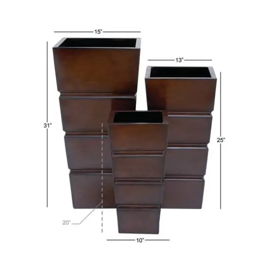 Brown Metal Rustic Planter Set {8}