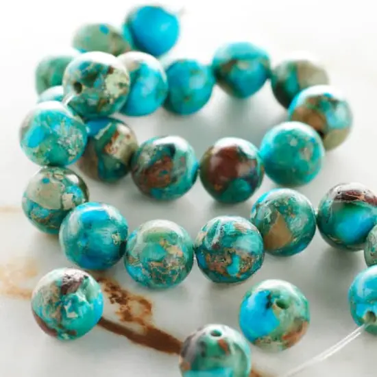 Dyed Turquoise Imperial Jasper Round Beads, 8mm by Bead Landing&trade; {3}
