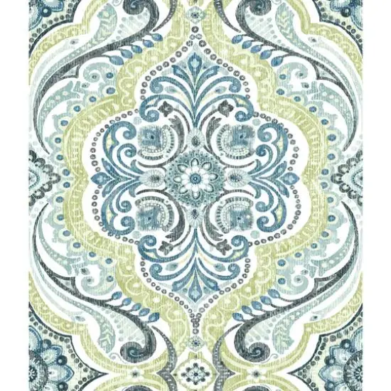 RoomMates Bohemian Damask Peel & Stick Wallpaper Green and Blue {1}
