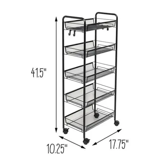 Honey Can Do Black 5-Tier Rolling Storage Cart {10}