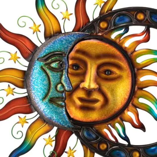 Glitzhome&reg; 33.5" Metal Sun & Moon Wall D&eacute;cor {7}