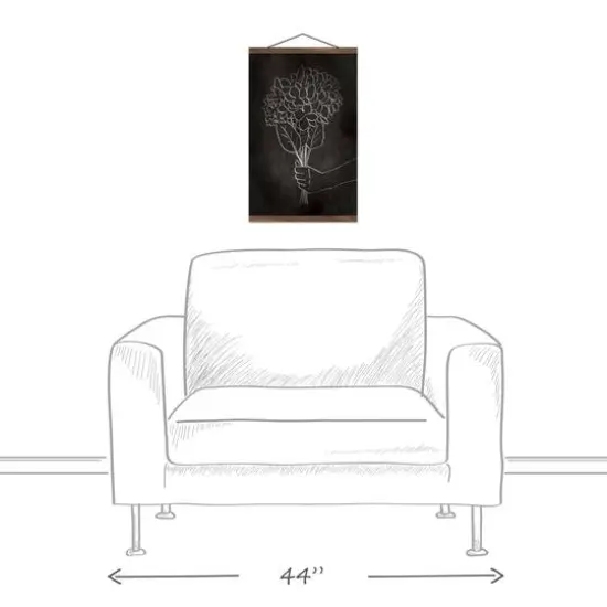 Monotone Line Drawing Teak Hanging Canvas {4}
