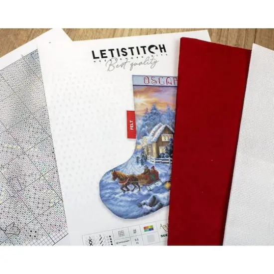 LetiStitch Counted Cross Stitch Kit Christmas Eve Stocking {8}