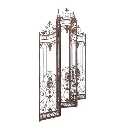 Brown Metal Eclectic Room Divider Screen, 80 " x 80 " x 1 " {3}
