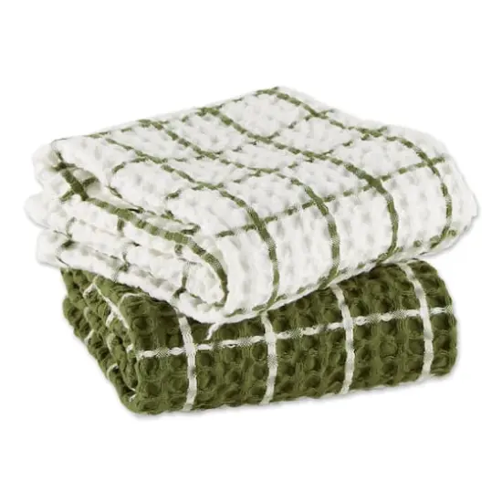 DII® Windowpane Oversized Washed Waffle Dishtowels, 2ct. Sage {4}