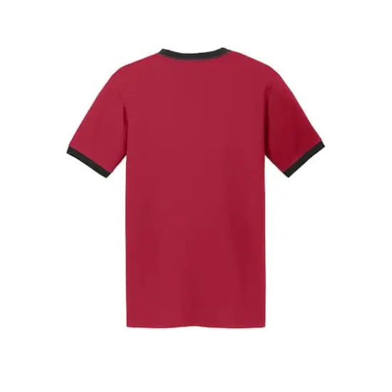Port & Company&reg; Core Cotton Ringer Tee Red/Jet Black {5}