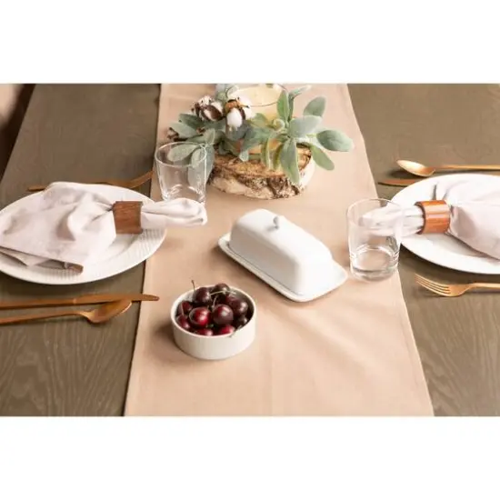DII&reg; 108" Solid Heavyweight Fringed Table Runner Stone {6}