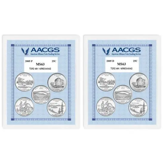 2005P & 2005D Statehood Quarters Graded MS63 Brilliant Uncirculated {1}