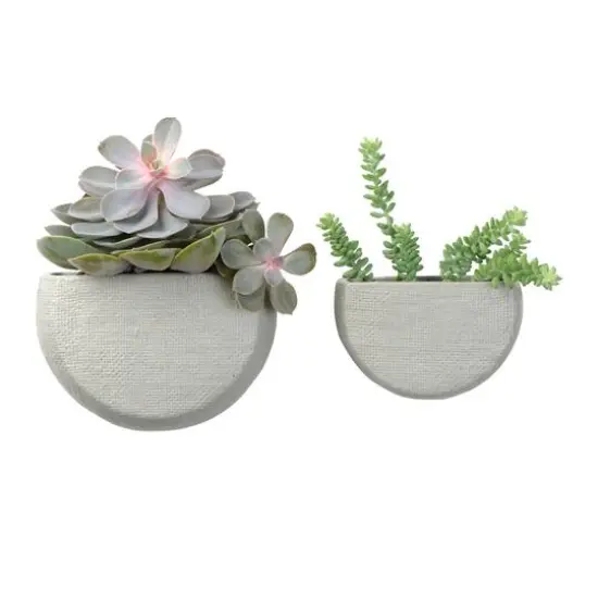 Hello Honey&reg; Stoneware Wall Planters Set Gray {8}