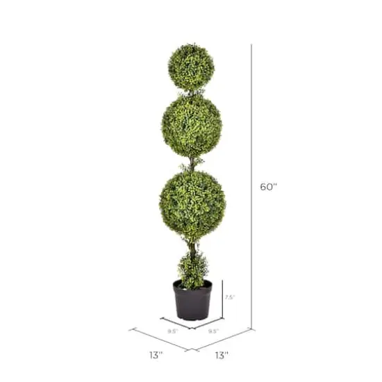 5ft. Artificial Triple Ball Green Boxwood Topiary {5}