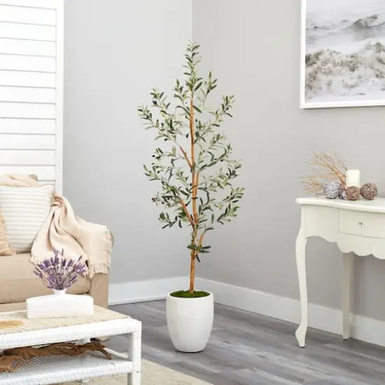 5.5ft. Olive Artificial Tree in White Planter {5}