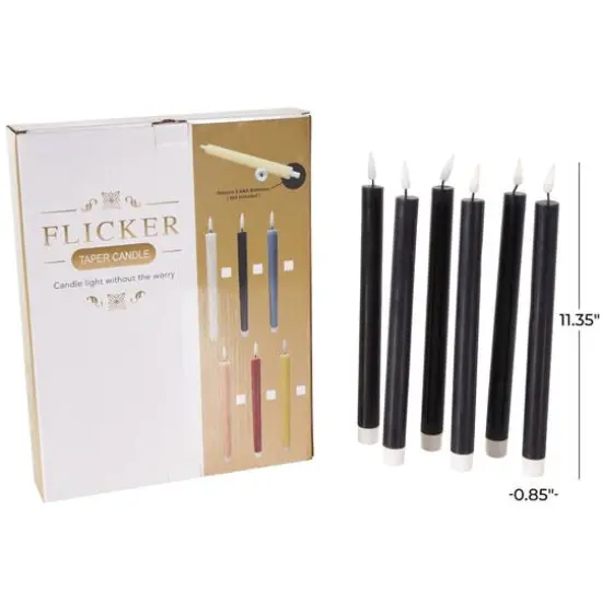 11" Flameless Wax Candles with Remote Control, 6ct. Black {9}