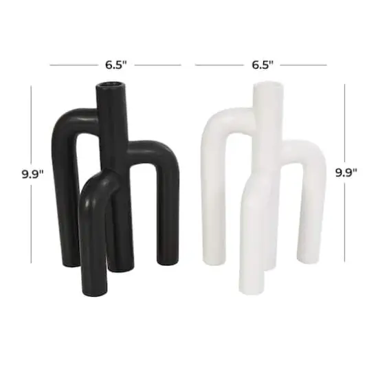 CosmoLiving by Cosmopolitan 10" Black & White Ceramic Abstract 3-Arch Vase Set {11}